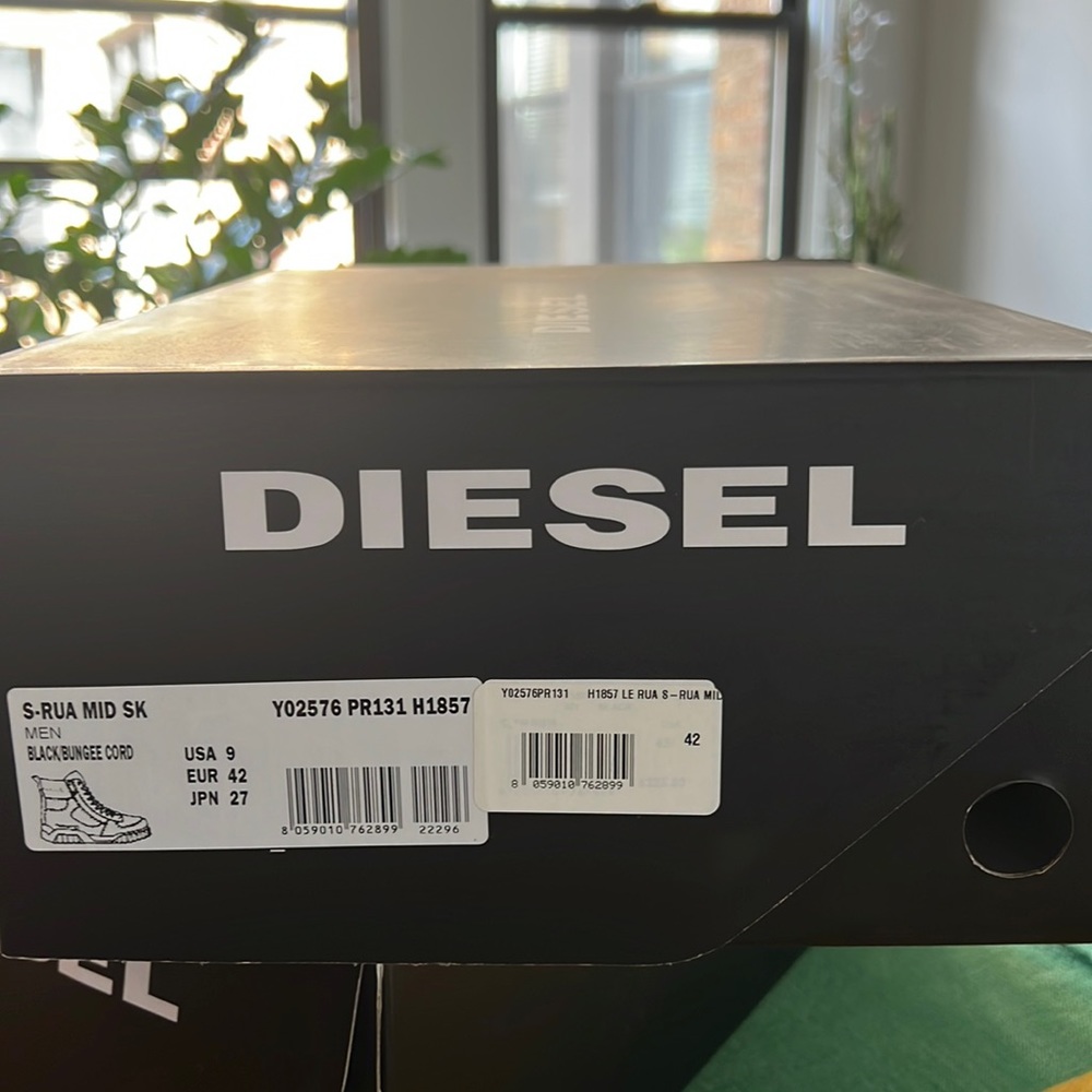 Diesel S-RUA MID SK Men Black/Bungee Cord Size 9 US EUR 42 JPN 27